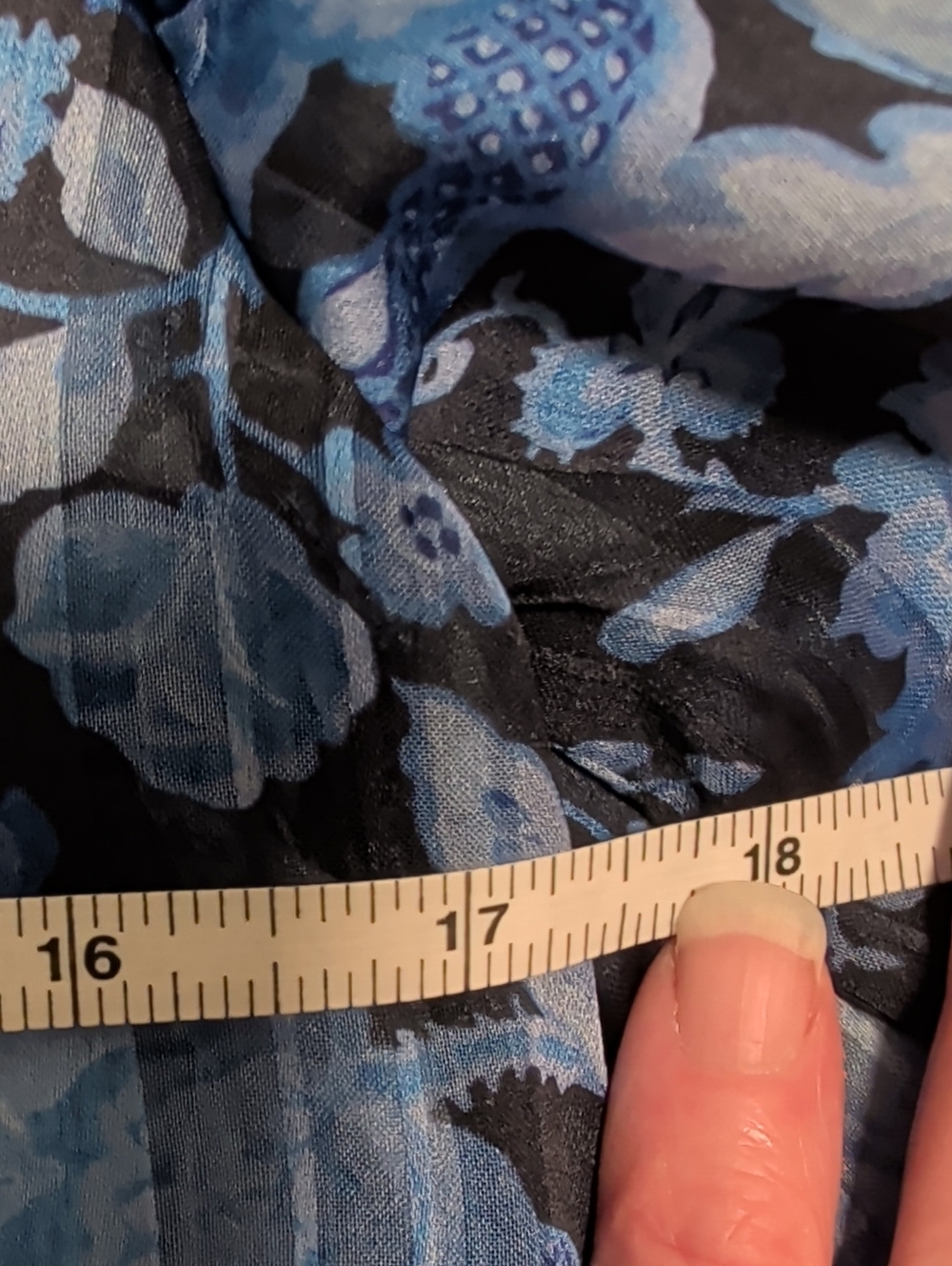 French Connection NWT Size 2 Blue Floral Sheer Long-Sleeve Blouse - Picture 12 of 13